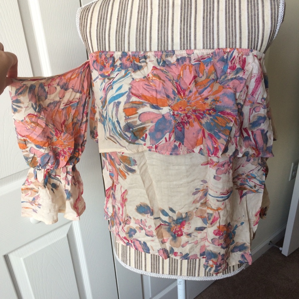 Rossmore cream floral off the shoulder blouse